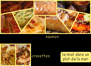 lien recette de miel dans un plat de la mer